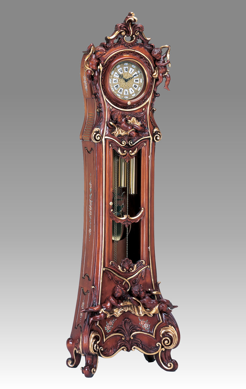 Grandfather clock Art.530/7G walnut with gold with Angel